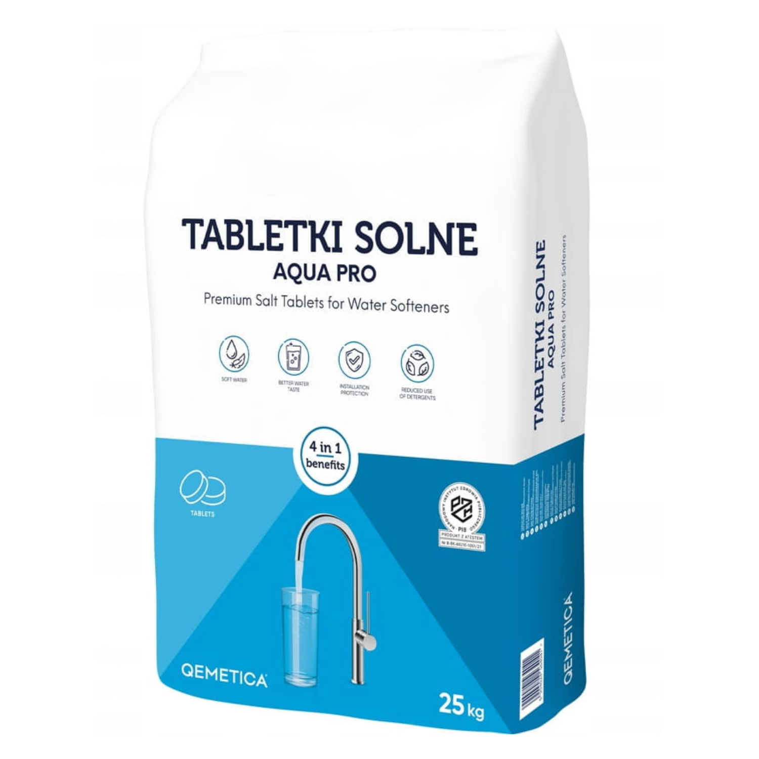 Sól tabletkowana 25 kg Qemetica do zmiękczaczy wody